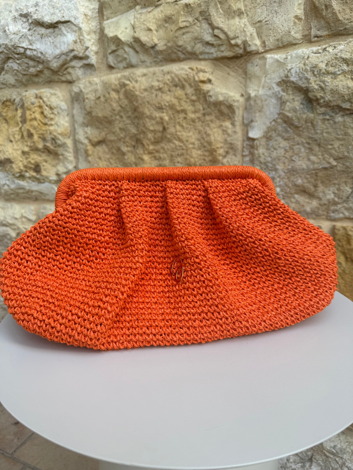 Orange Raffia Bag