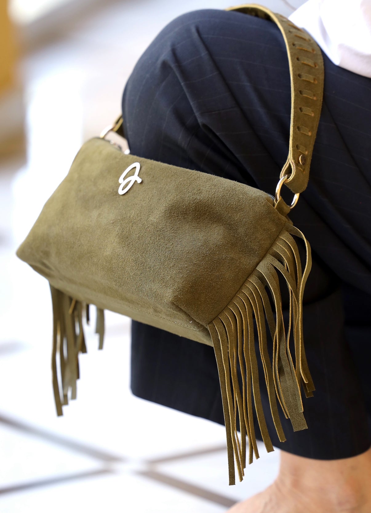 Green fringe bag