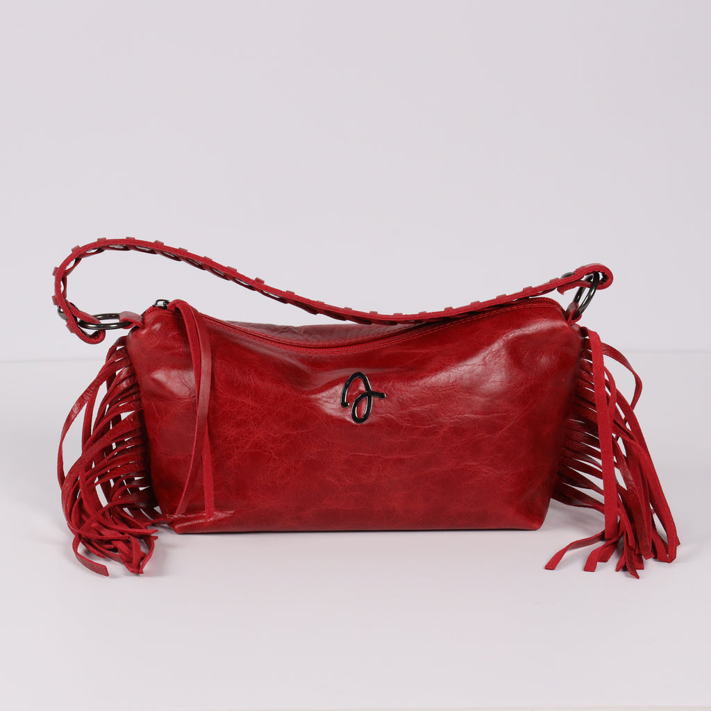 Red Fringe Leather Bag