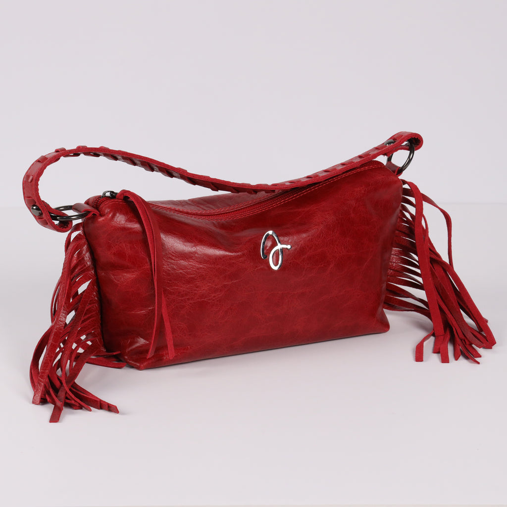 Red Fringe Leather Bag