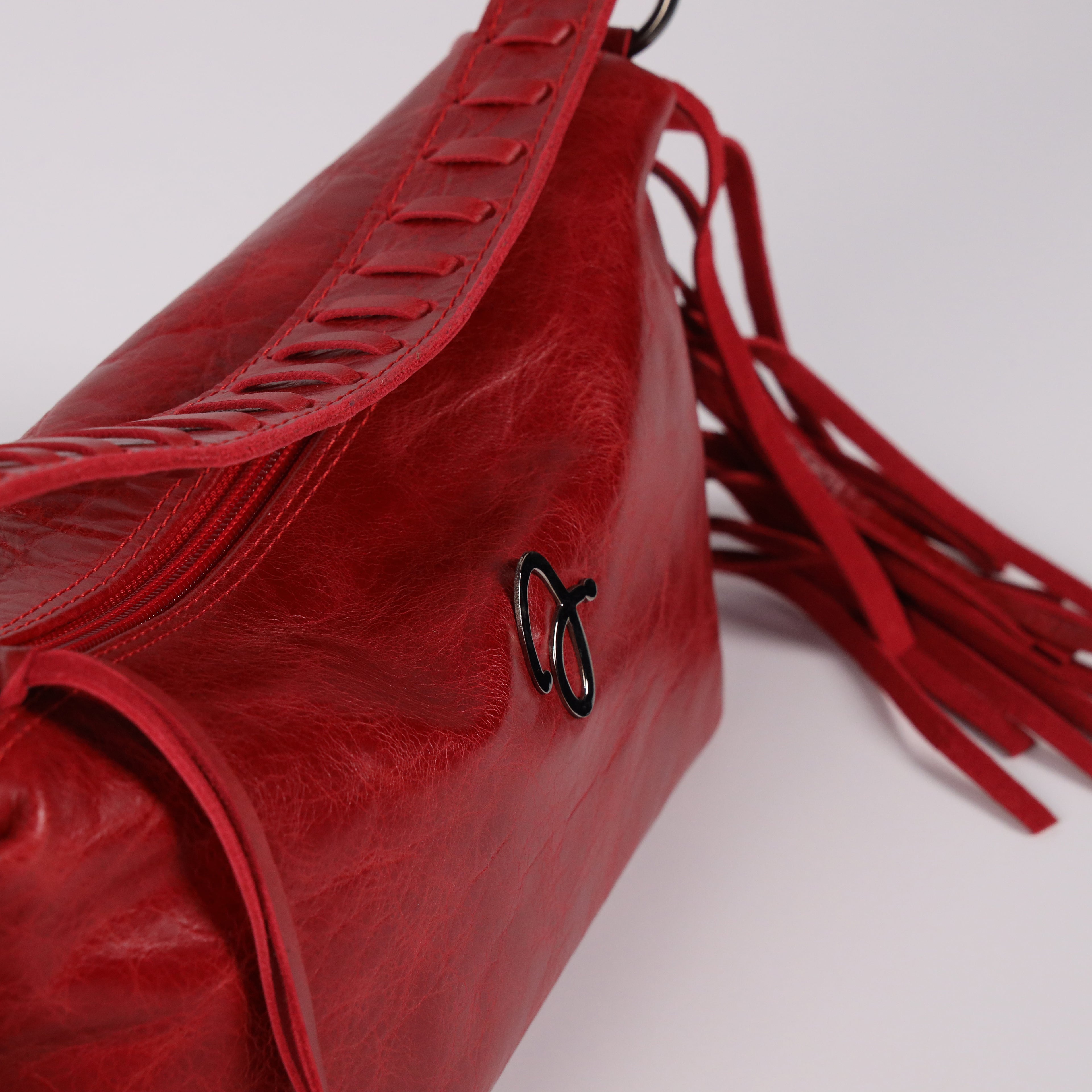 Red Fringe Leather Bag
