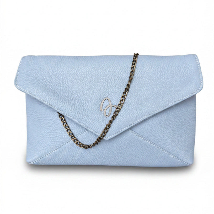 Light blue leather envelope