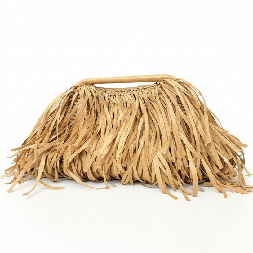 Natural Raffia with Fringes