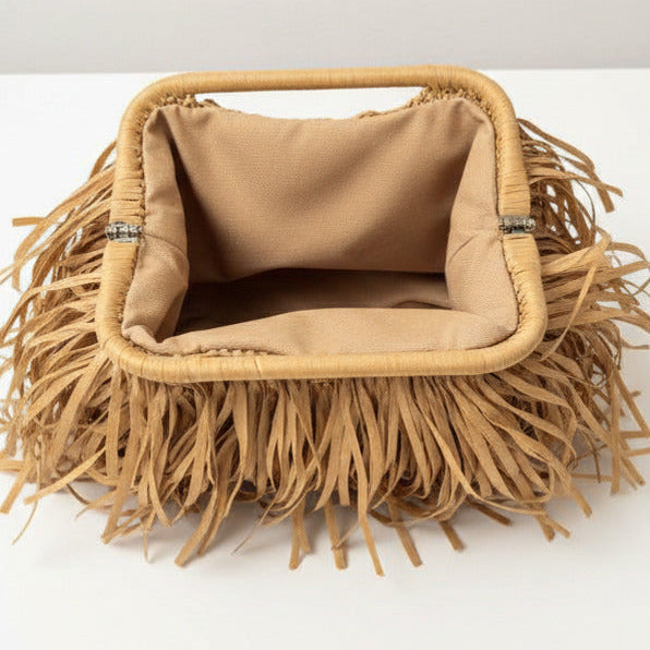 Natural Raffia with Fringes