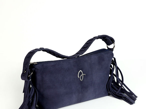 Blue Fringe Leather Bag