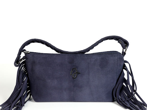 Blue Fringe Leather Bag