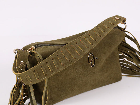 Green Fringe Leather Bag