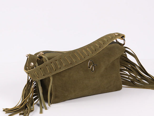 Green Fringe Leather Bag