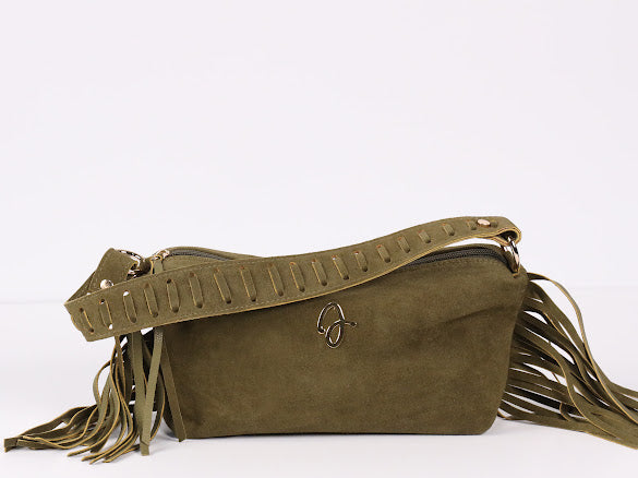 Green Fringe Leather Bag