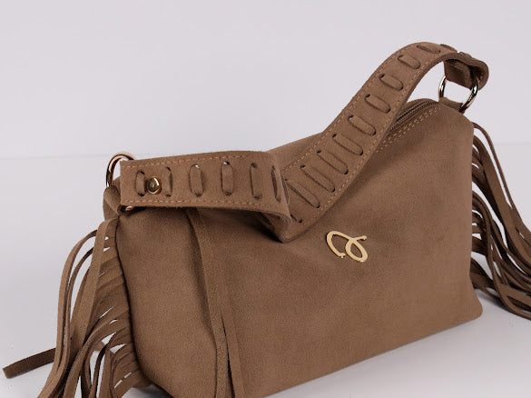 Camel Fringe Leather Bag