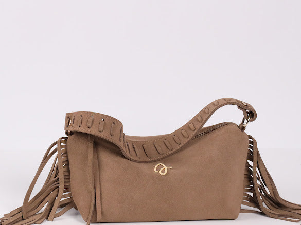 Camel Fringe Leather Bag