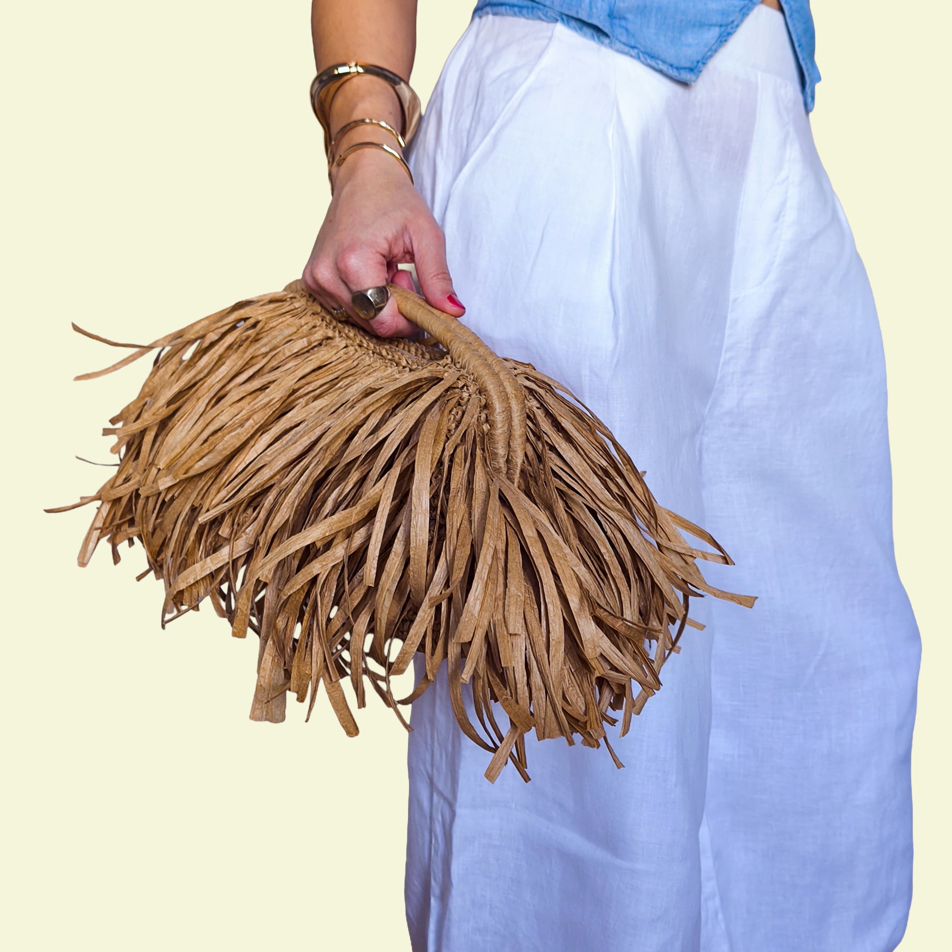 Natural Raffia with Fringes